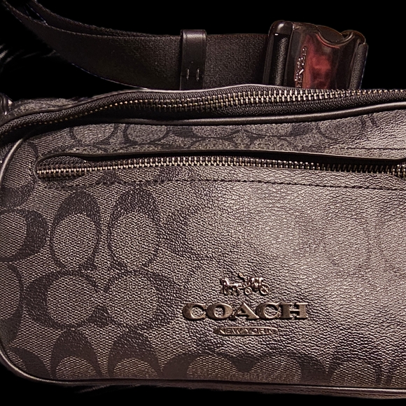 Coach Black Belt Bag with Signature Monogram - Picture 1 of 1